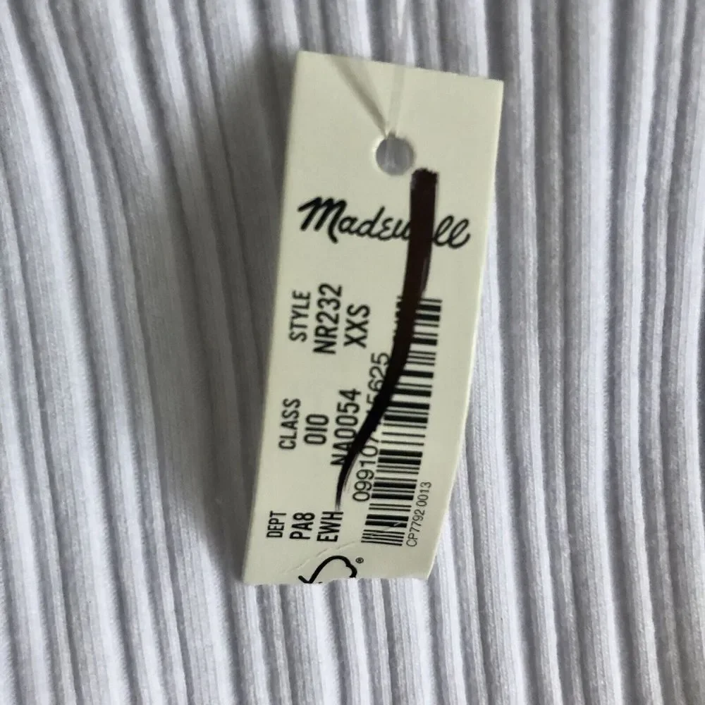 Madewell Tank Top Size XXS White Ribbed Cotton Blend Sleeveless Cropped Boatneck - Picture 11 of 16